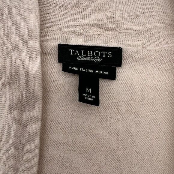 Talbots Blush Pink Cardigan Pure Italian Merino Wool M - Picture 2 of 3
